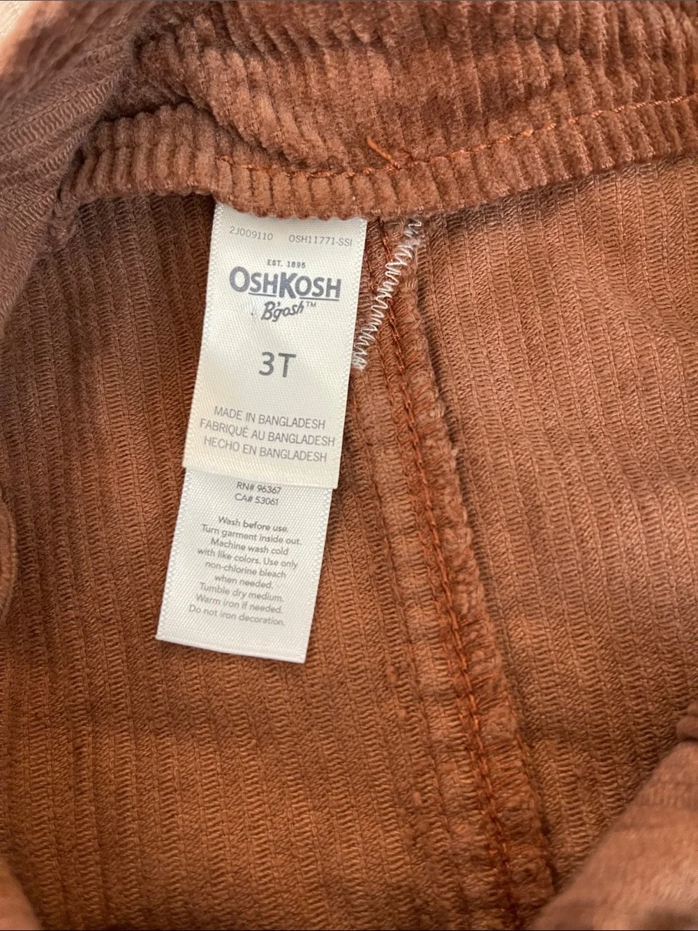 OshKosh B'gosh Brown Corduroy Overall Dress